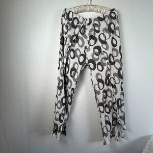 Niche By Nilgun Derman Womens Ring Print Layered Front Cropped Pants Large White